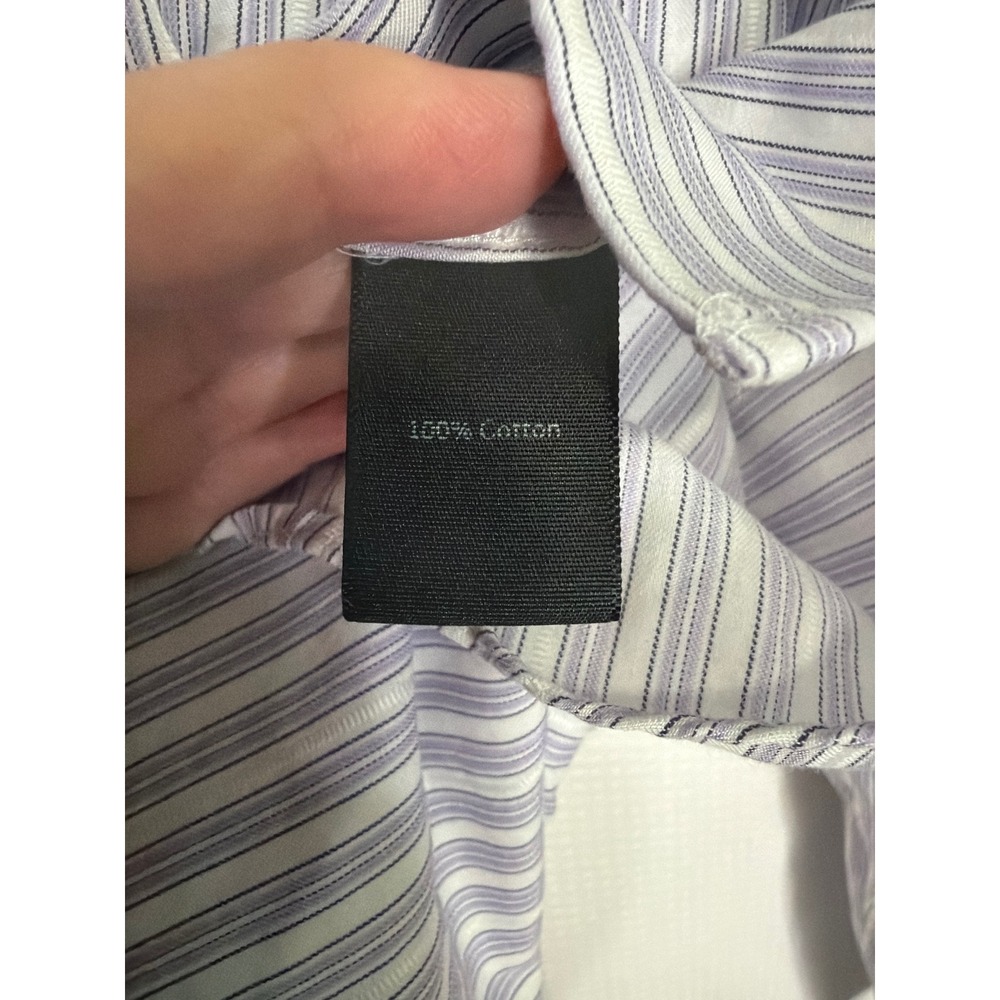 Marc‎ Anthony Slim Fit Striped Button Down Dress Shirt Blue Purple 15.5 32/33 - Picture 9 of 11